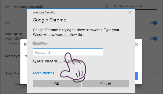 Nhập mật khẩu Windows
