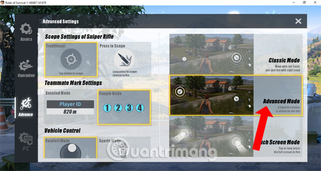 Chế độ Advanced Mode