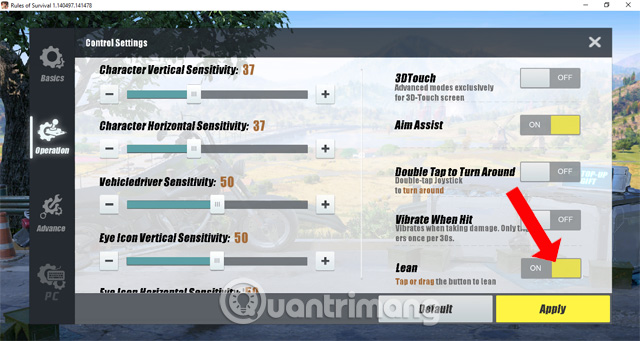 Chế độ nghiêng người