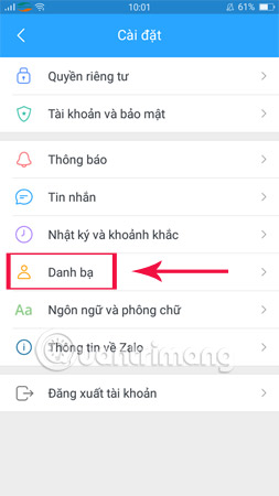 Chọn Danh bạ.