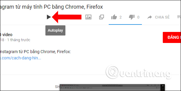 Tùy chọn Autoplay video Youtube
