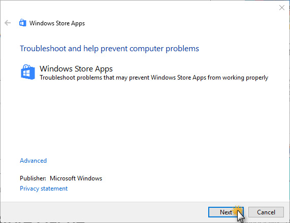 Windows Store Troubleshooter từ Microsof