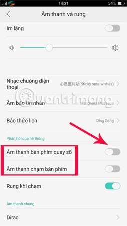 Kích hoạt tính năng Âm thanh bàn phím quay số và Âm thanh bàn phím.