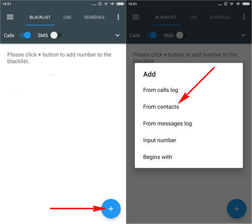 Thêm số liên lạc bạn muốn chặn