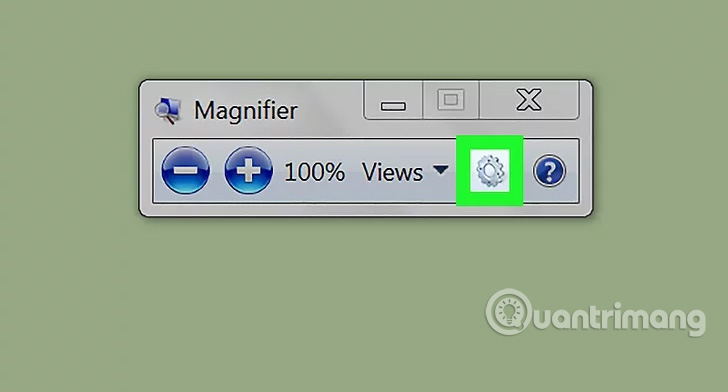 Nhấp vào bánh răng màu xám để mở "Magnifier Options" (Thiết lập)