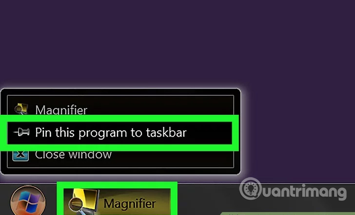 Ghim ứng dụng Magnifier vào thanh công cụ