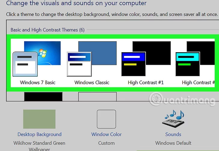 Chọn phông nền tương phản cao (High Contrast) của Windows