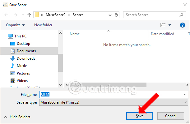 Chọn thư mục lưu trữ 
