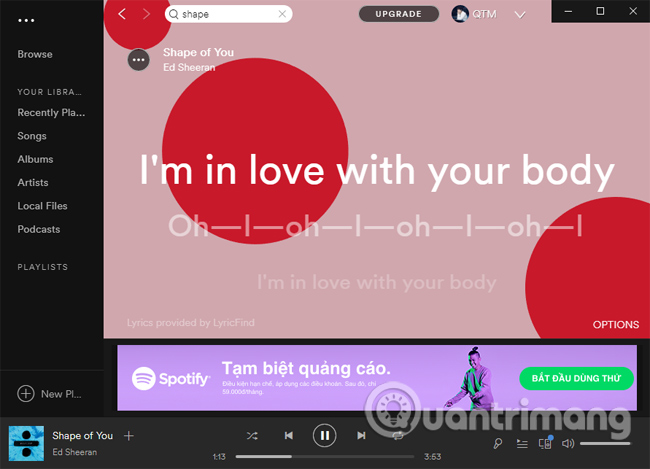 Cách bật lời bài hát trên Spotify