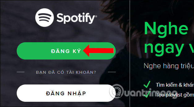 Đăng ký Spotify trực tuyến 