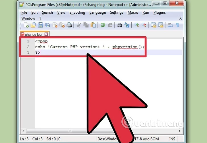 Nhập đoạn code sau