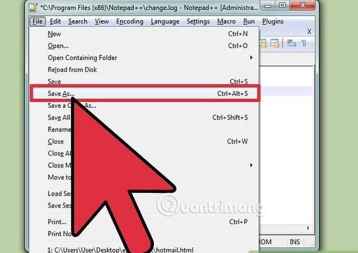 Lưu dưới dạng tập tin PHP.