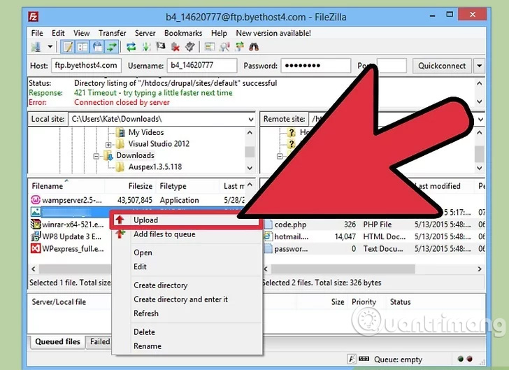 Tải (những) tập tin của bạn lên máy chủ.