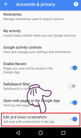 Tính năng chụp ảnh màn hình trong ứng dụng Google