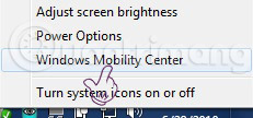 Chọn Windows Mobility Center