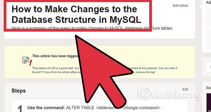 Thay đổi cấu trúc cơ sở dữ liệu