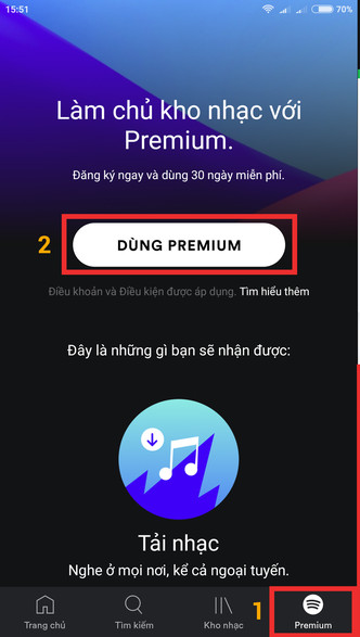 Mở Spotify để cài đặt 