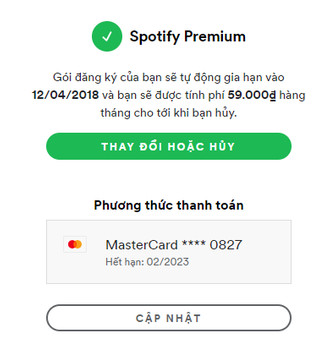 Tắt tự động gia hạn dịch vụ Spotify Premium