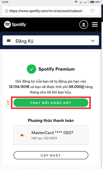 Vào thay đổi hoặc hủy 