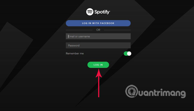 Trên máy tính, đăng nhập tài khoản Spotify.