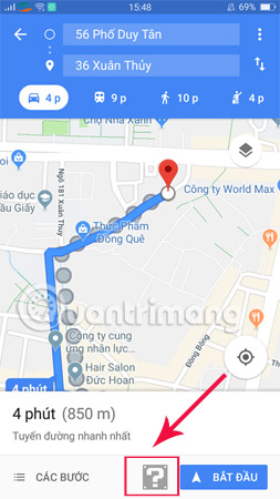 Chọn vào biểu tượng Logo hình dấu chấm hỏi.