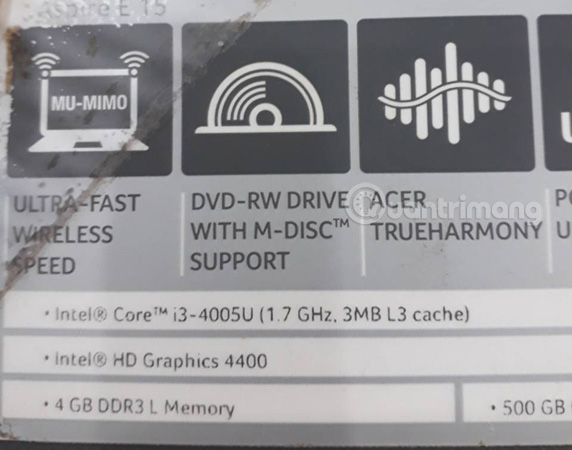 Ảnh chụp tem trên máy tính Acer