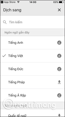 Dịch sang ngôn ngữ