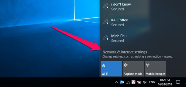 Mở Network and Internet