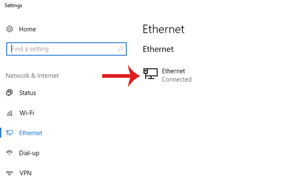 Chọn kết nối Ethernet hiện hành