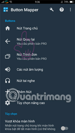 Mở nút Trang chủ.