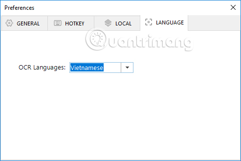 Thay đổi ngôn ngữ Easy Screen OCR