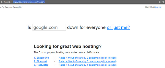 Down For Everyone Or Just Me - Kiểm tra cổng kết nối đến trang web