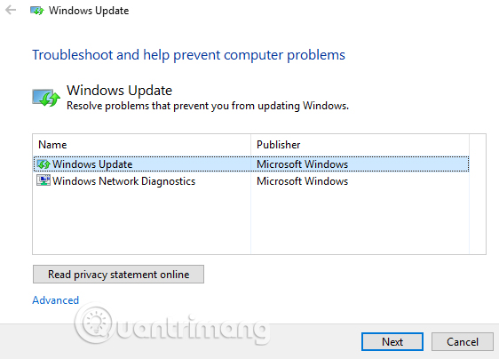 Ứng dụng Windows Update Troubleshooter