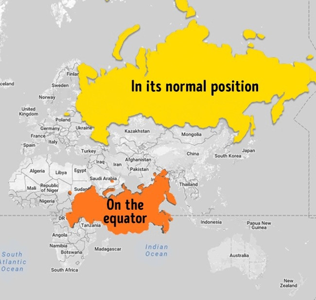 Tỷ lệ kích thước thực của các quốc gia trên bản đồ