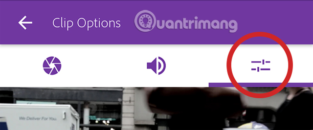 Chạm vào biểu tượng thanh trượt