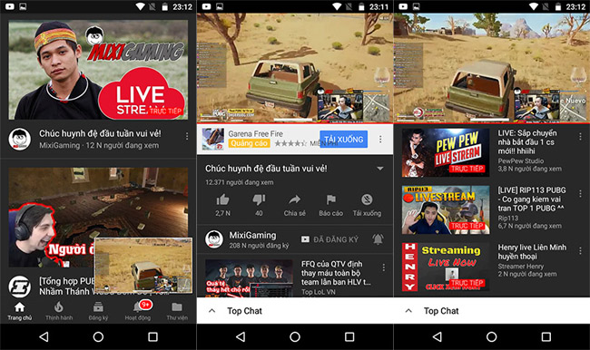 Giao diện YouTube trên Android đã chuyển sang nền đen