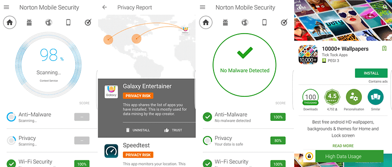 Giao diện của Norton Security Antivirus cho Android