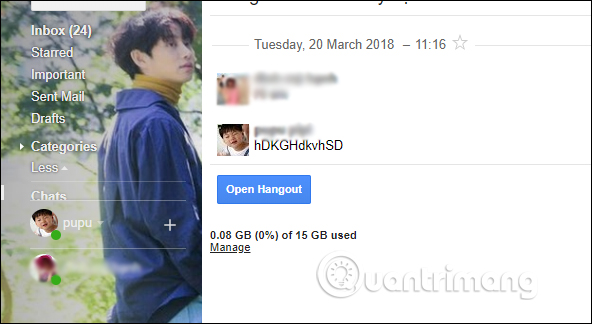 Hiển thị tài khoản chat Gmail