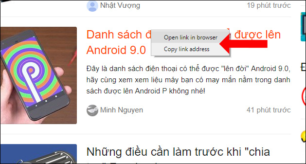 Tùy chọn link trang web