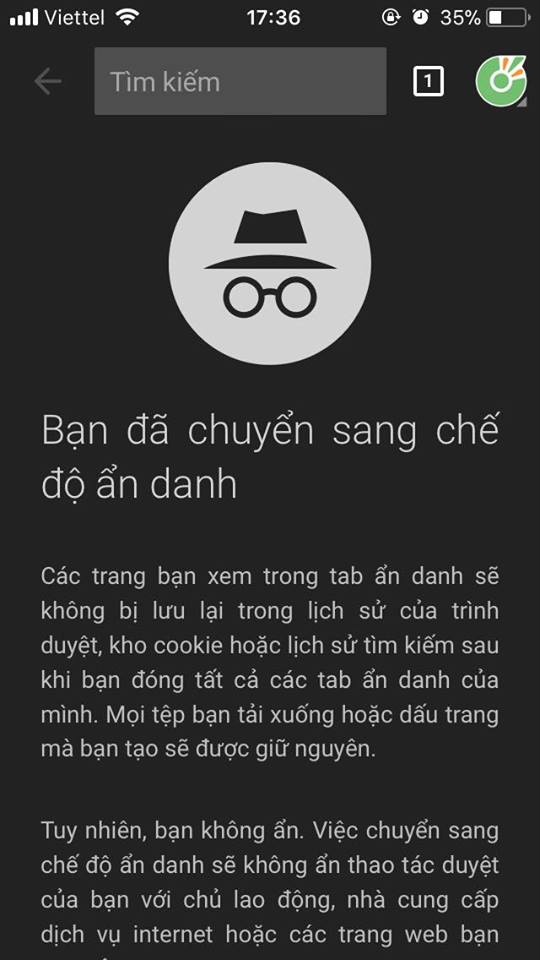 Chế độ ẩn danh trên cốc cốc 