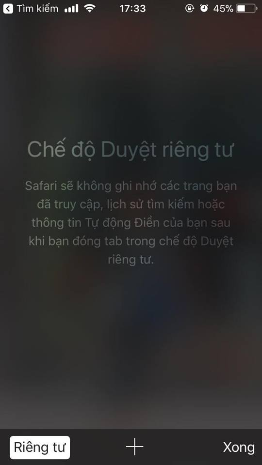 Chọn dấu cộng để mở tab ẩn danh 