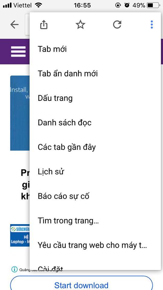 Chọn tab ẩn danh 