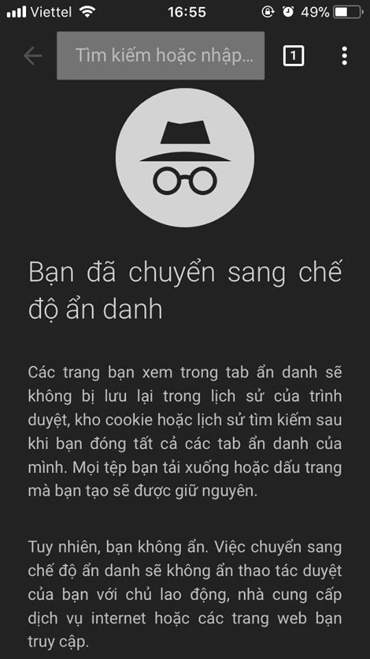 Tab ẩn danh trên Chrome