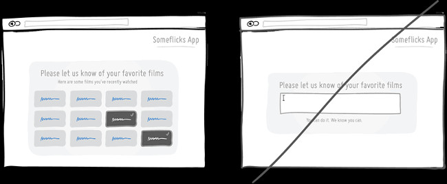 Đưa ra gợi ý thay vì bắt người dùng nhớ lại