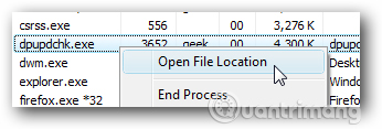 Chọn Open File Location