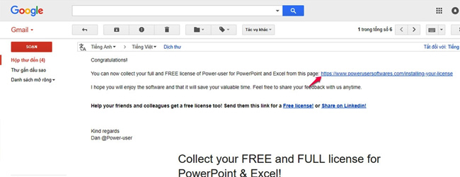 Mở Email đã đăng ký và kiểm tra