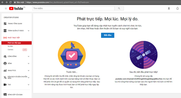 Thiết lập luồng trực tuyến