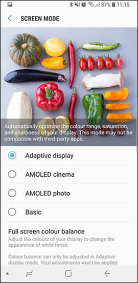 Các chế độ màu màn hình 