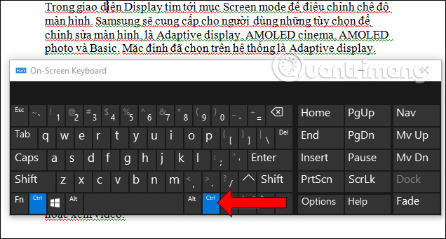 Nhấn giữ phím Ctrl
