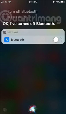 Bật/Tắt Bluetooth bằng Siri